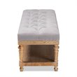 Baxton Studio Linda Gray Linen Upholstered and Graywashed Wood Storage Bench