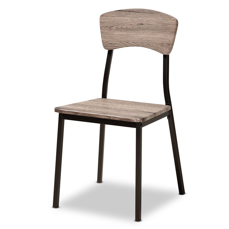 Baxton Studio Marcus Black Metal and Rustic Oak Finished Wood 5-Piece Dining Set