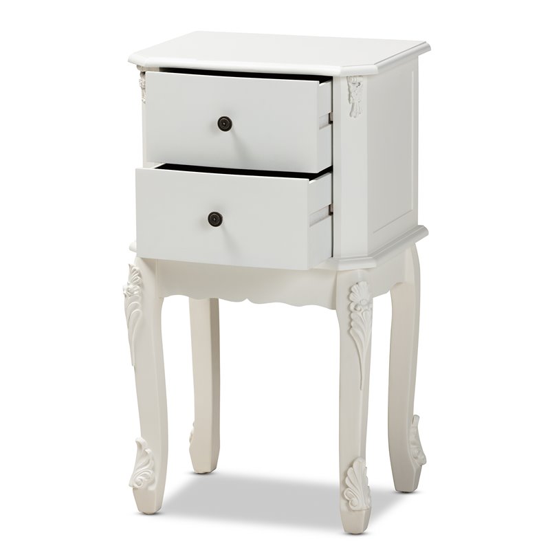 Baxton Studio Sophia French White Finished Wood 2-Drawer End Table