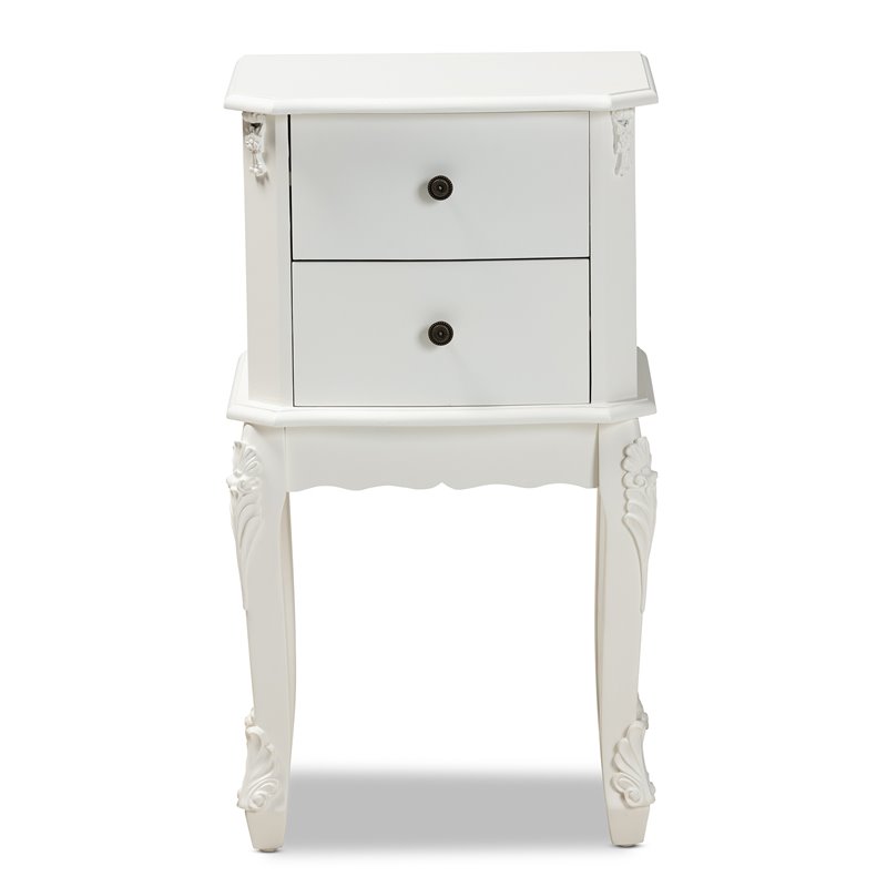 Baxton Studio Sophia French White Finished Wood 2-Drawer End Table