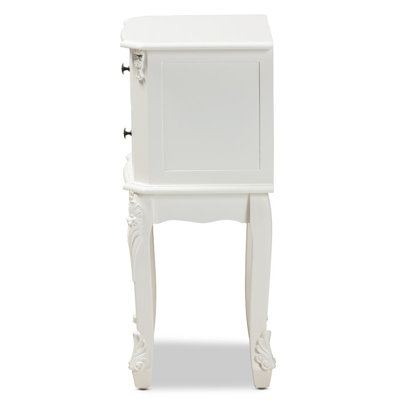 Baxton Studio Sophia French White Finished Wood 2-Drawer End Table