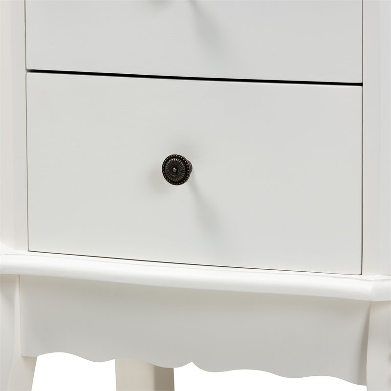 Baxton Studio Sophia French White Finished Wood 2-Drawer End Table