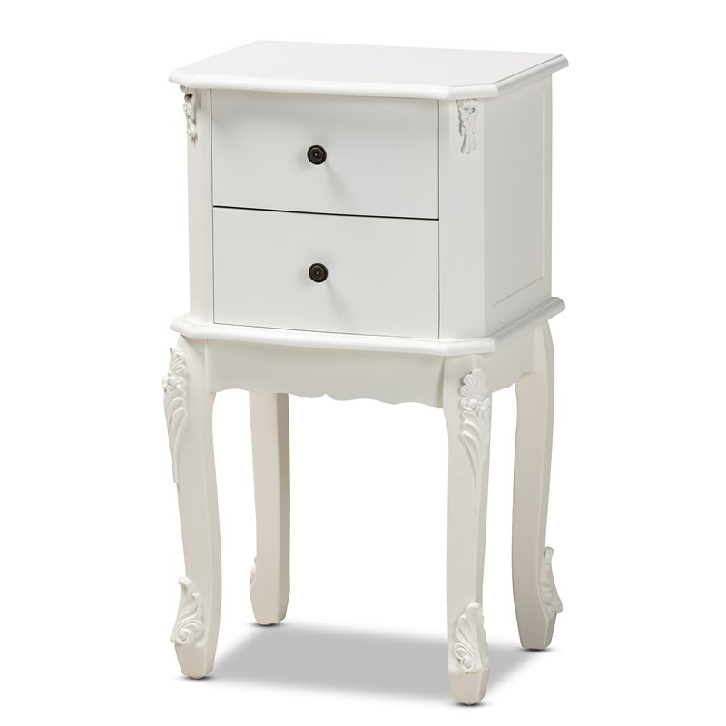 Baxton Studio Sophia French White Finished Wood 2-Drawer End Table