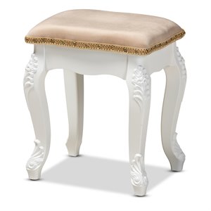 baxton studio isabella beige velvet upholstered white finished ottoman stool