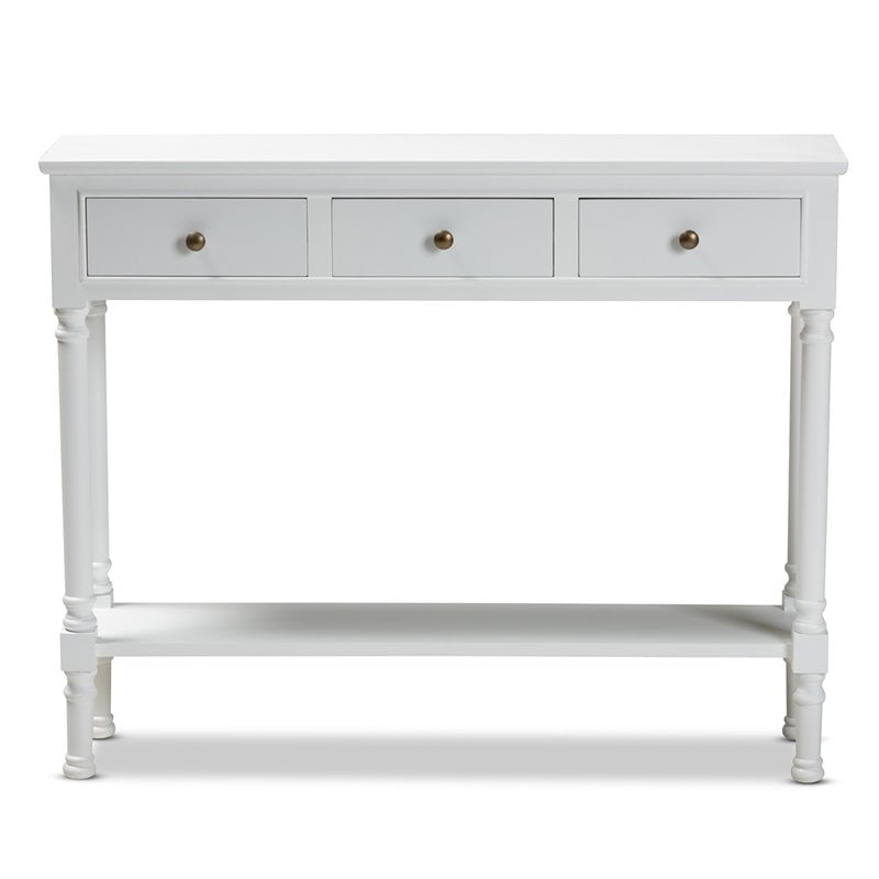 Baxton Studio Calvin White Finished Wood 3-Drawer Entryway Console Table