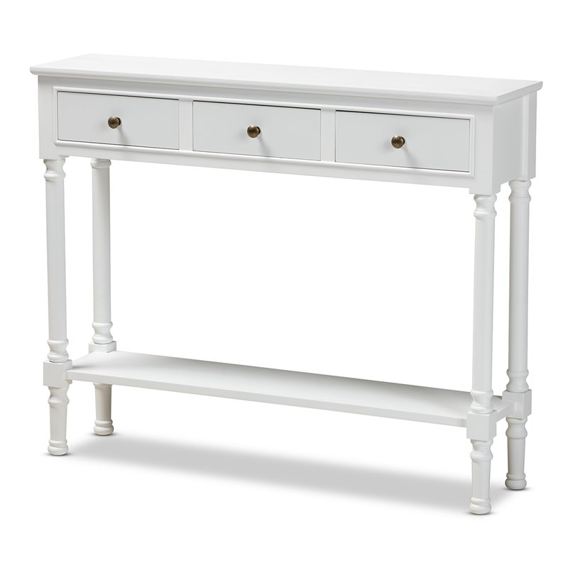 Baxton Studio Calvin White Finished Wood 3-Drawer Entryway Console Table
