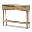 Baxton Studio Calvin Oak Brown Finished Wood 3-Drawer Entryway Console Table
