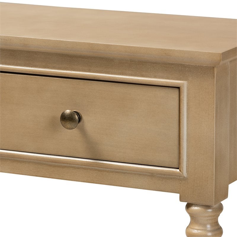Baxton Studio Calvin Oak Brown Finished Wood 3-Drawer Entryway Console Table