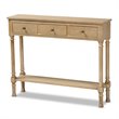 Baxton Studio Calvin Oak Brown Finished Wood 3-Drawer Entryway Console Table