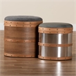 Baxton Studio Caleb Grey Fabric and Alligator Faux Leather 2-Piece Ottoman Set