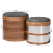 Baxton Studio Caleb Grey Fabric and Alligator Faux Leather 2-Piece Ottoman Set