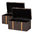 Baxton Studio Stephen Dark Brown Upholstered Oak Finished 2-Piece Trunk Set