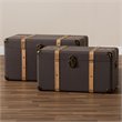 Baxton Studio Stephen Dark Brown Upholstered Oak Finished 2-Piece Trunk Set