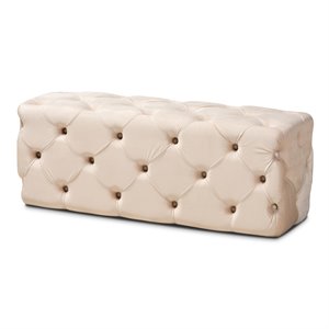 baxton studio jasmine beige velvet upholstered button tufted bench ottoman