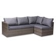 Baxton Studio Pamela Grey Polyester Upholstered 4-Piece Woven Rattan Patio Set