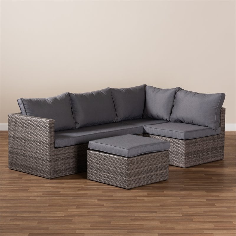 grey rattan corner sofa studio