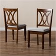 Baxton Studio Augustine Grey Fabric Walnut Finished 2-Piece Dining Chair Set