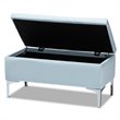 Baxton Studio Mabel Light Blue Velvet Silver Finished Storage Ottoman