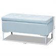 Baxton Studio Mabel Light Blue Velvet Silver Finished Storage Ottoman