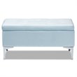 Baxton Studio Mabel Light Blue Velvet Silver Finished Storage Ottoman