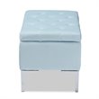 Baxton Studio Mabel Light Blue Velvet Silver Finished Storage Ottoman