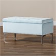 Baxton Studio Mabel Light Blue Velvet Silver Finished Storage Ottoman