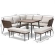 Baxton Studio Lillian Light Grey Upholstered 5-Piece Woven Rattan Patio Set