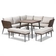 Baxton Studio Lillian Light Grey Upholstered 5-Piece Woven Rattan Patio Set