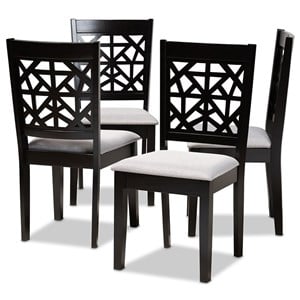 Baxton Studio Jackson Gray Upholstered Espresso Wood 4-Piece Dining Chair Set