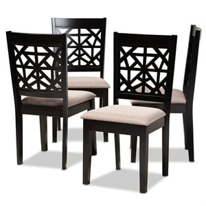 Baxton Studio Jackson Sand Upholstered Espresso Wood 4-Piece Dining Chair Set