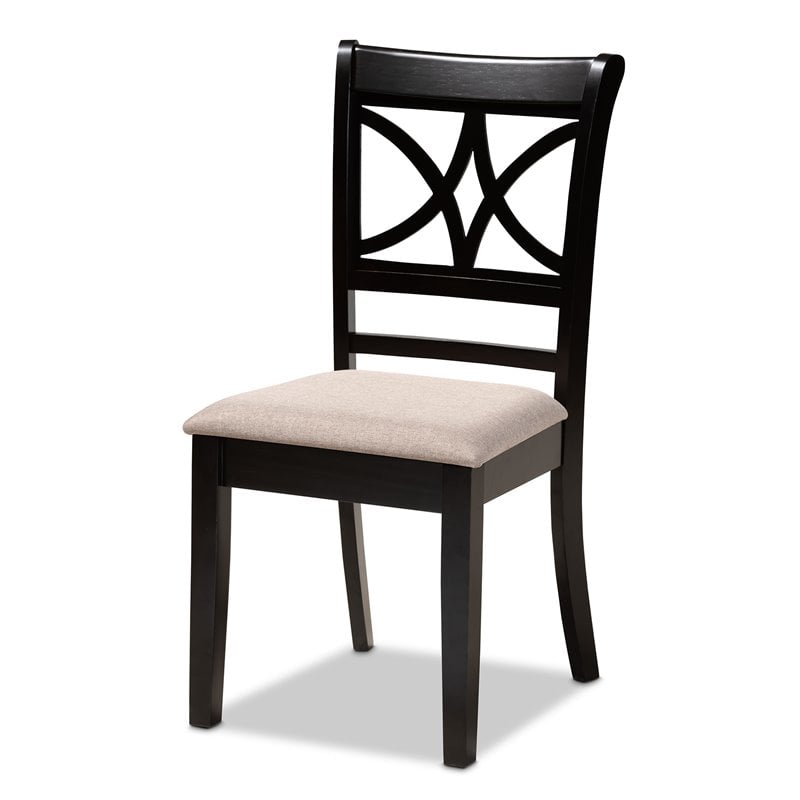 Baxton Studio Clarke Sand Upholstered and Espresso Wood 4-Piece Dining Chair Set