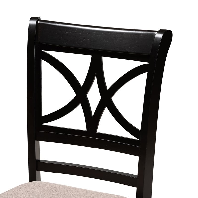 Baxton Studio Clarke Sand Upholstered and Espresso Wood 4-Piece Dining Chair Set