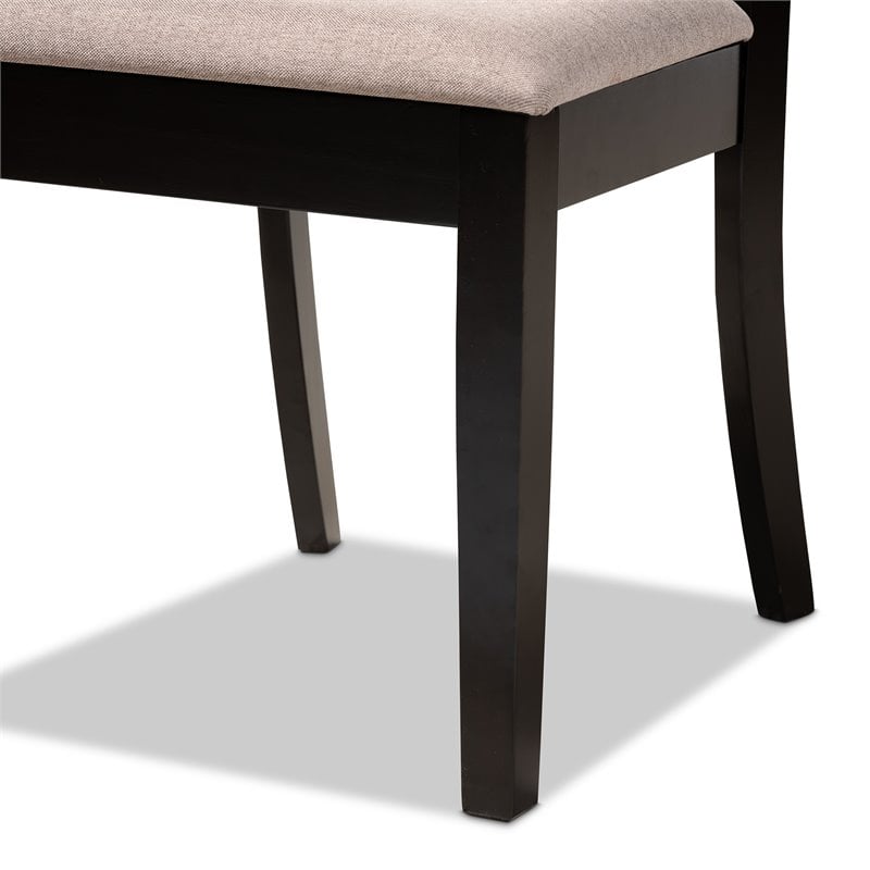 Baxton Studio Clarke Sand Upholstered and Espresso Wood 4-Piece Dining Chair Set