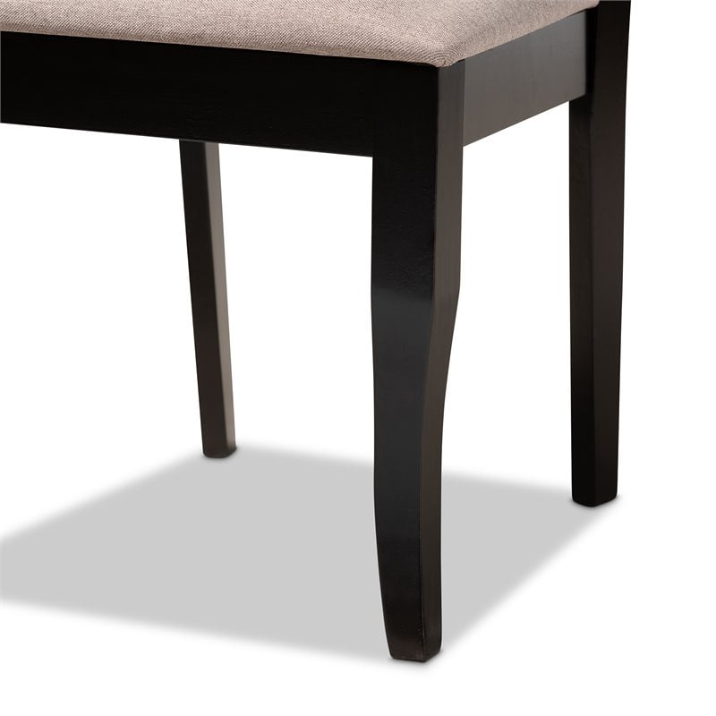 Baxton Studio Mael Sand Upholstered and Espresso Wood 2-Piece Dining Chair Set