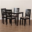 Baxton Studio Jackson Sand Upholstered Espresso Finished Wood 5-Piece Dining Set