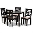 Baxton Studio Jackson Sand Upholstered Espresso Finished Wood 5-Piece Dining Set