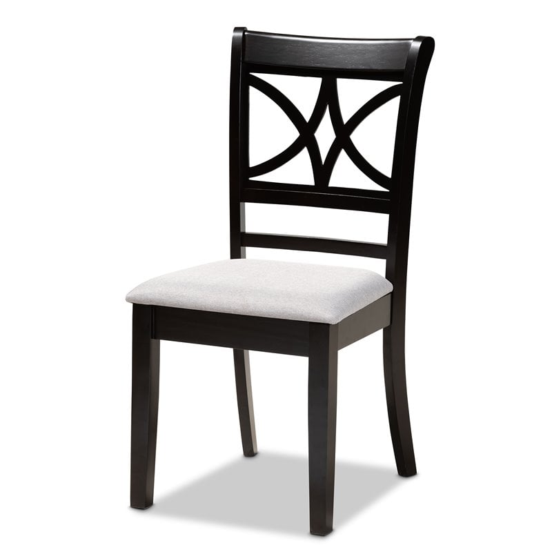 Baxton Studio Clarke Gray Upholstered Espresso Finished Wood 5-Piece Dining Set