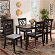 Baxton Studio Clarke Gray Upholstered Espresso Finished Wood 5-Piece Dining Set