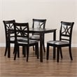 Baxton Studio Clarke Gray Upholstered Espresso Finished Wood 5-Piece Dining Set