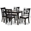 Baxton Studio Clarke Gray Upholstered Espresso Finished Wood 5-Piece Dining Set