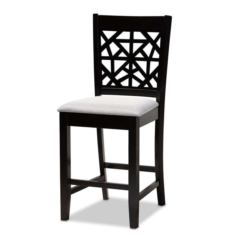 Baxton Studio Devon Gray Upholstered Espresso Finished Wood 5-Piece Pub Set