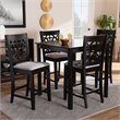 Baxton Studio Devon Gray Upholstered Espresso Finished Wood 5-Piece Pub Set