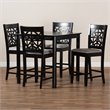Baxton Studio Devon Gray Upholstered Espresso Finished Wood 5-Piece Pub Set
