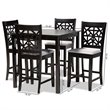Baxton Studio Devon Gray Upholstered Espresso Finished Wood 5-Piece Pub Set