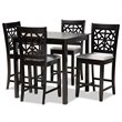 Baxton Studio Devon Gray Upholstered Espresso Finished Wood 5-Piece Pub Set