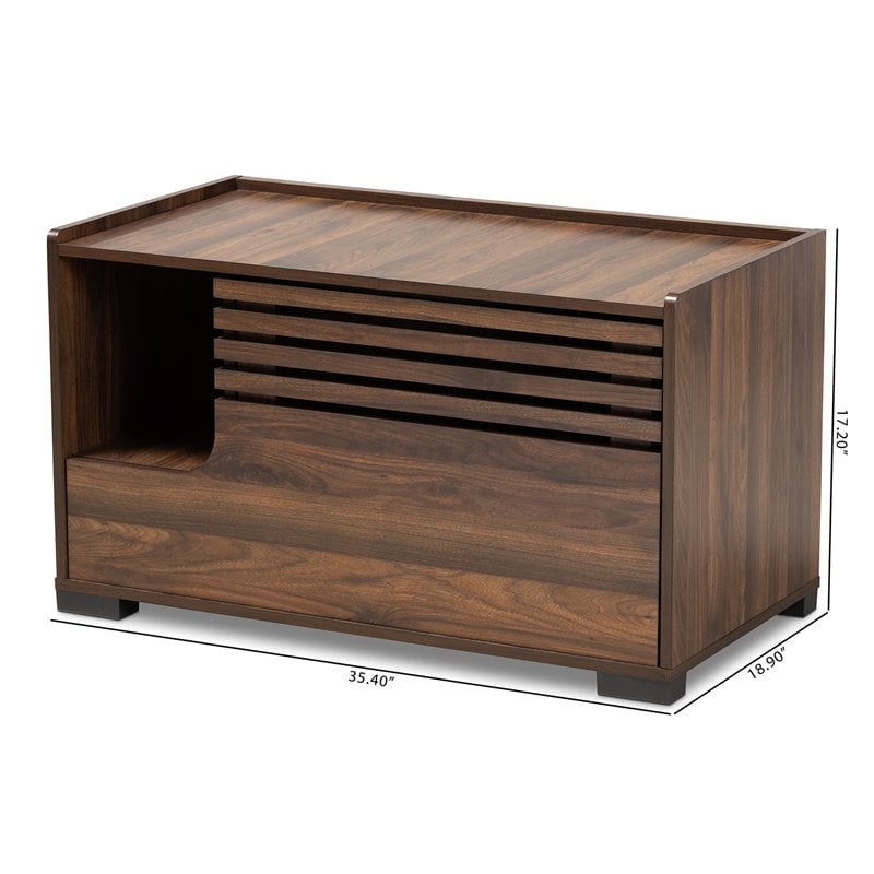 Baxton Studio Claire Walnut Brown Finished Cat Litter Box Cover House