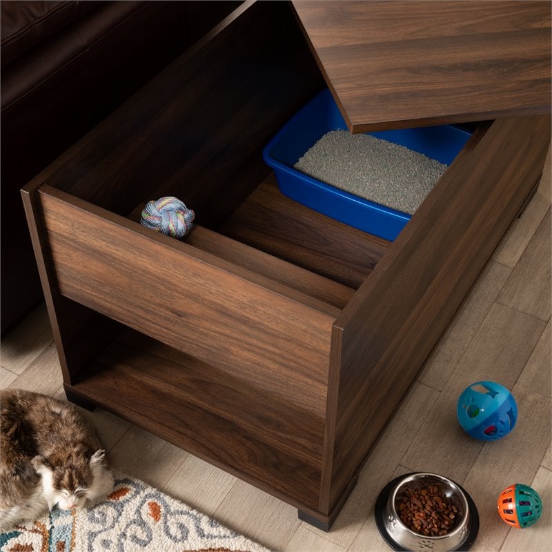 Baxton Studio Skylar Walnut Brown Finished Cat Litter Box Cover House