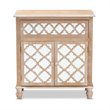 Baxton Studio Leah Oak Brown Finished Wood and Mirrored 1-Drawer Storage Cabinet
