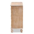 Baxton Studio Leah Oak Brown Finished Wood and Mirrored 1-Drawer Storage Cabinet
