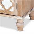 Baxton Studio Leah Oak Brown Finished Wood and Mirrored 1-Drawer Storage Cabinet